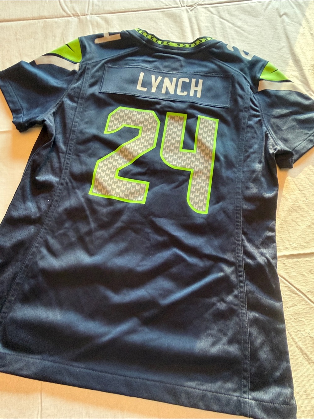 Nike Women’s Seattle Seahawks Navy and Neon Green #24 Jersey - Picture 6 of 7